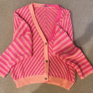 Vibrant Pink Striped Women's Cardigan